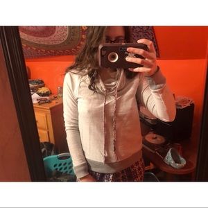 Gray drop turtleneck long sleeve